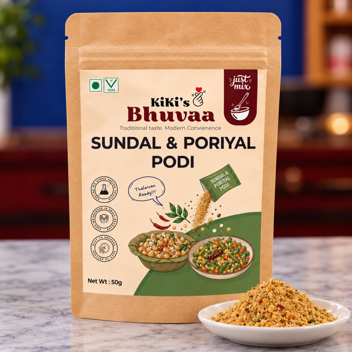 Sundal & Poriyal Podi - Traditional Premix by Kiki's Bhuvaa